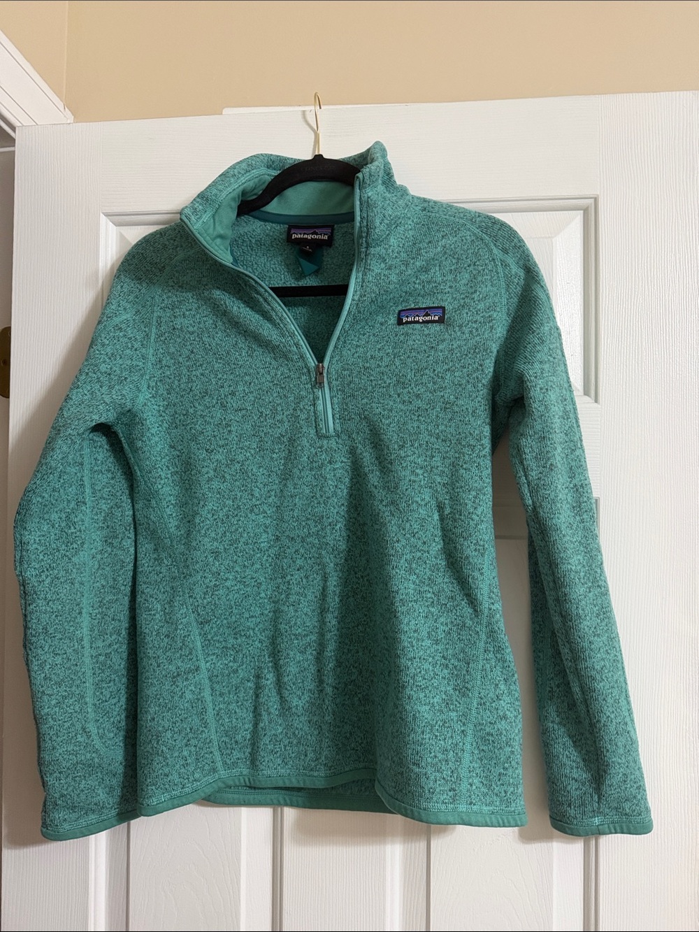 Patagonia Women's Teal Turquoise Blue Quarter Zip Pullover Sweatshirt Size Small